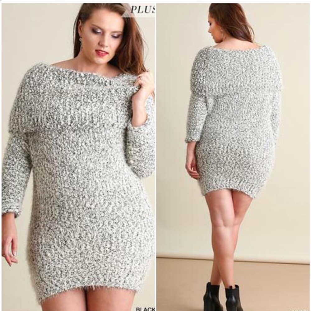 NWT umgee sweater dress black/white mix